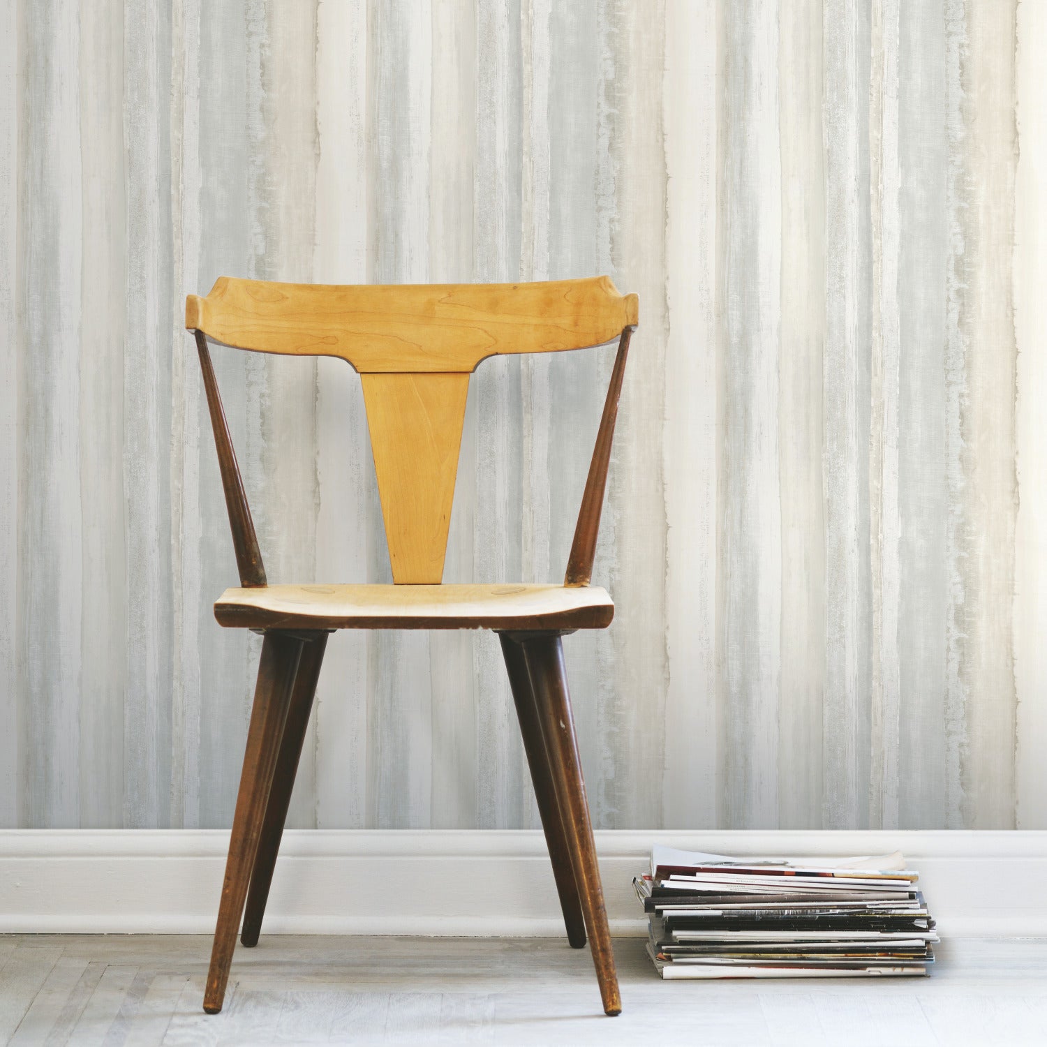 Watercolor Stripe P&S Wallpaper in a room setting