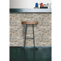 Weathered Stone Peel and Stick Wallpaper in a room setting