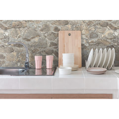 Weathered Stone Peel and Stick Wallpaper in a room setting