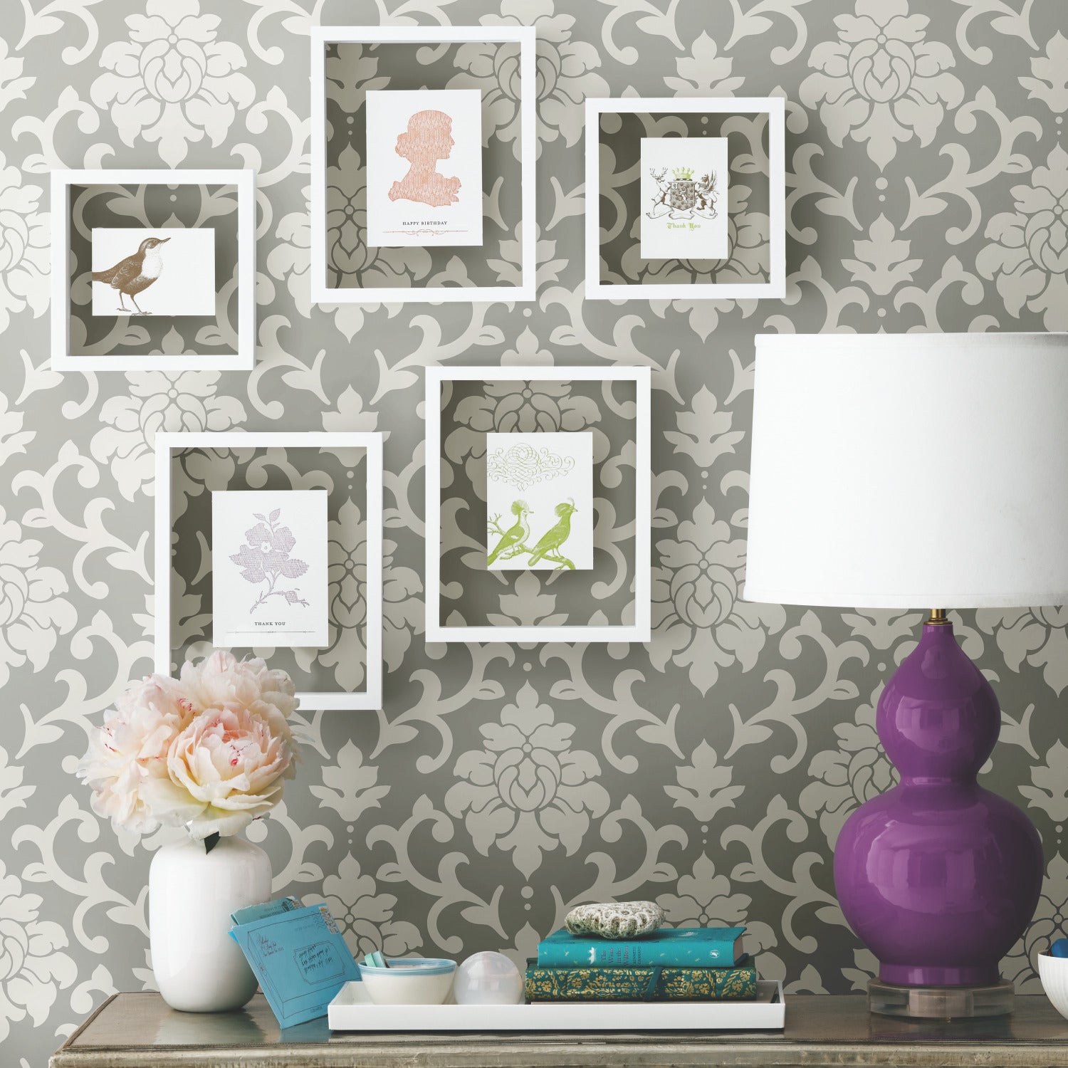 Damask Peel and Stick Wallpaper