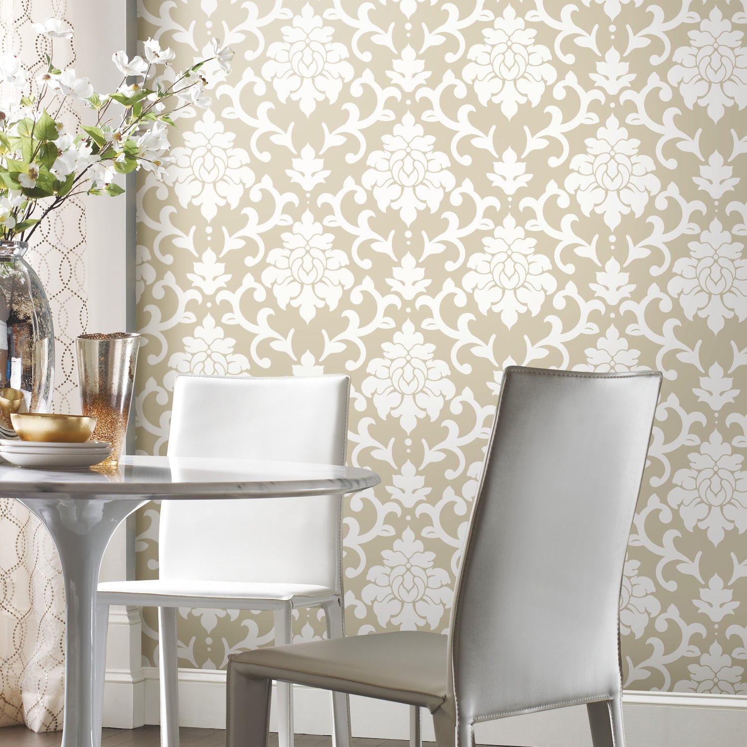 Damask Peel and Stick Wallpaper