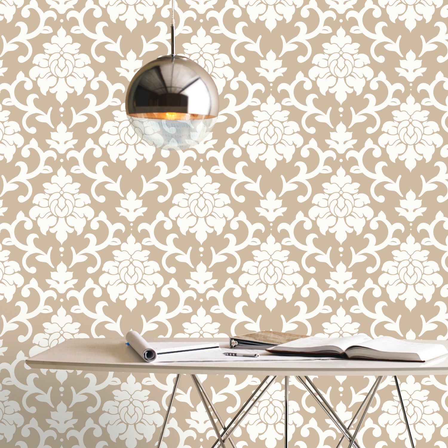 Damask Peel and Stick Wallpaper
