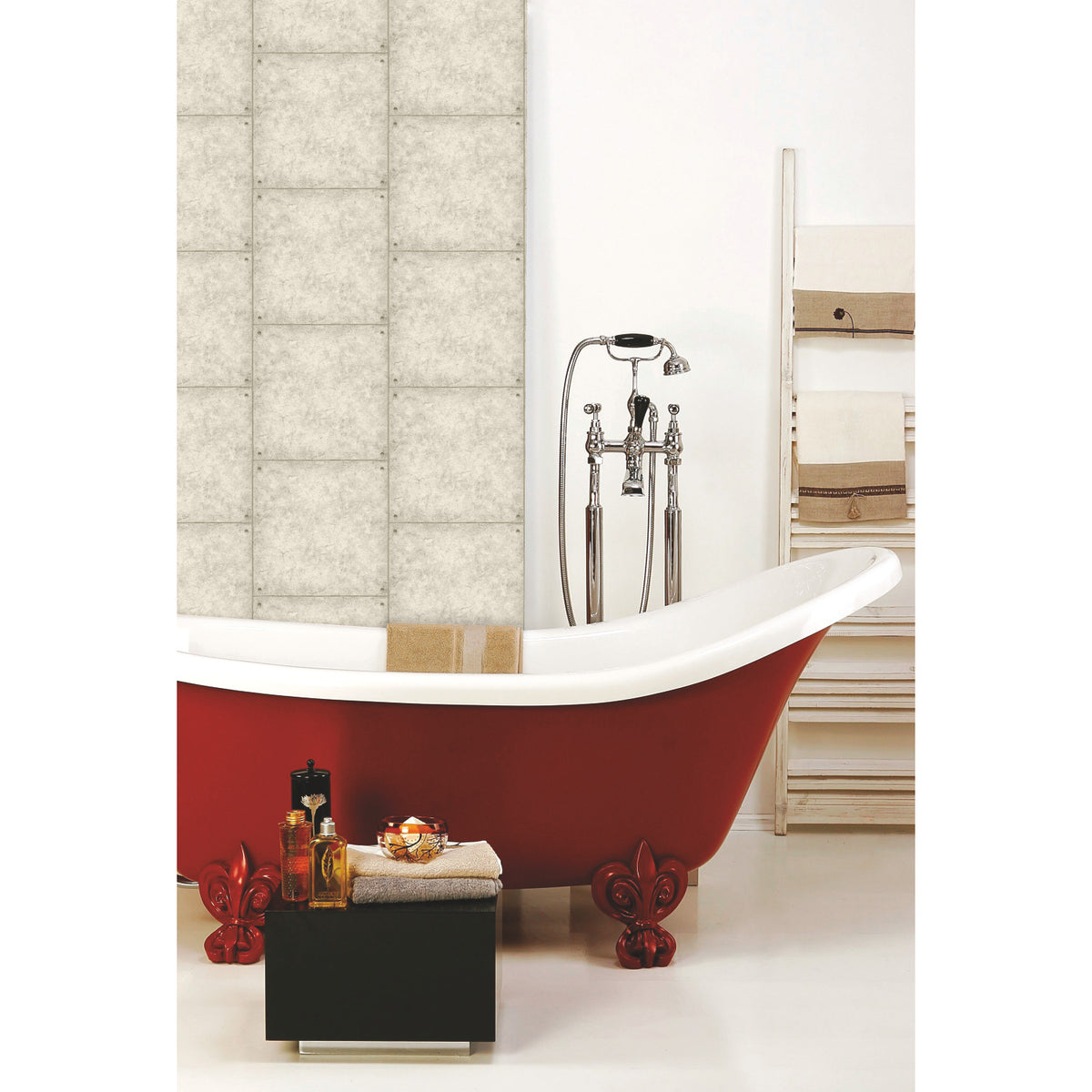 Cement P&S Wallpaper in a room setting