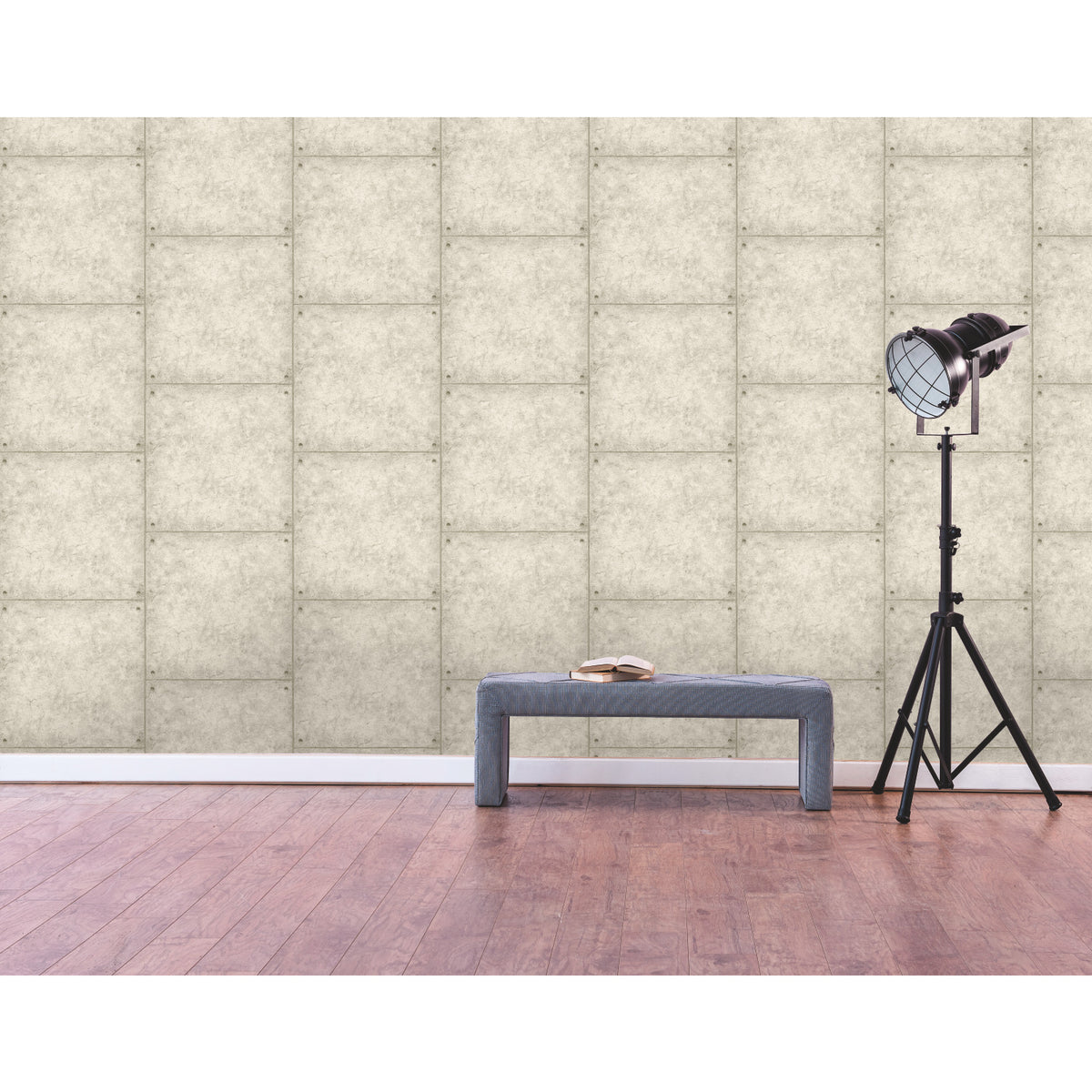 Cement P&S Wallpaper in a room setting