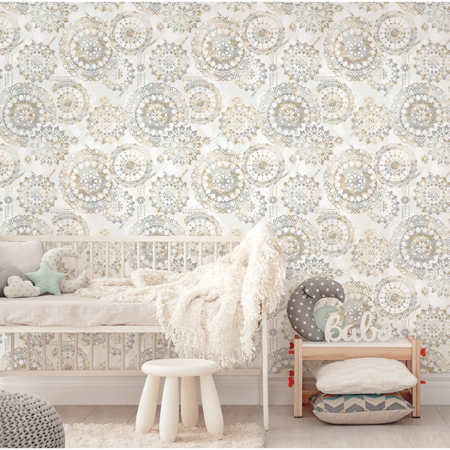 Bohemian Peel and Stick Wallpaper in a room setting