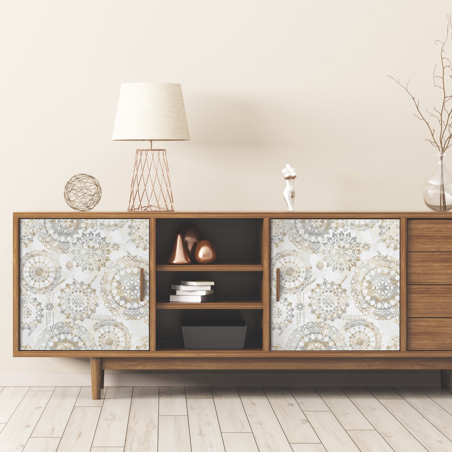 Bohemian Peel and Stick Wallpaper in a room setting