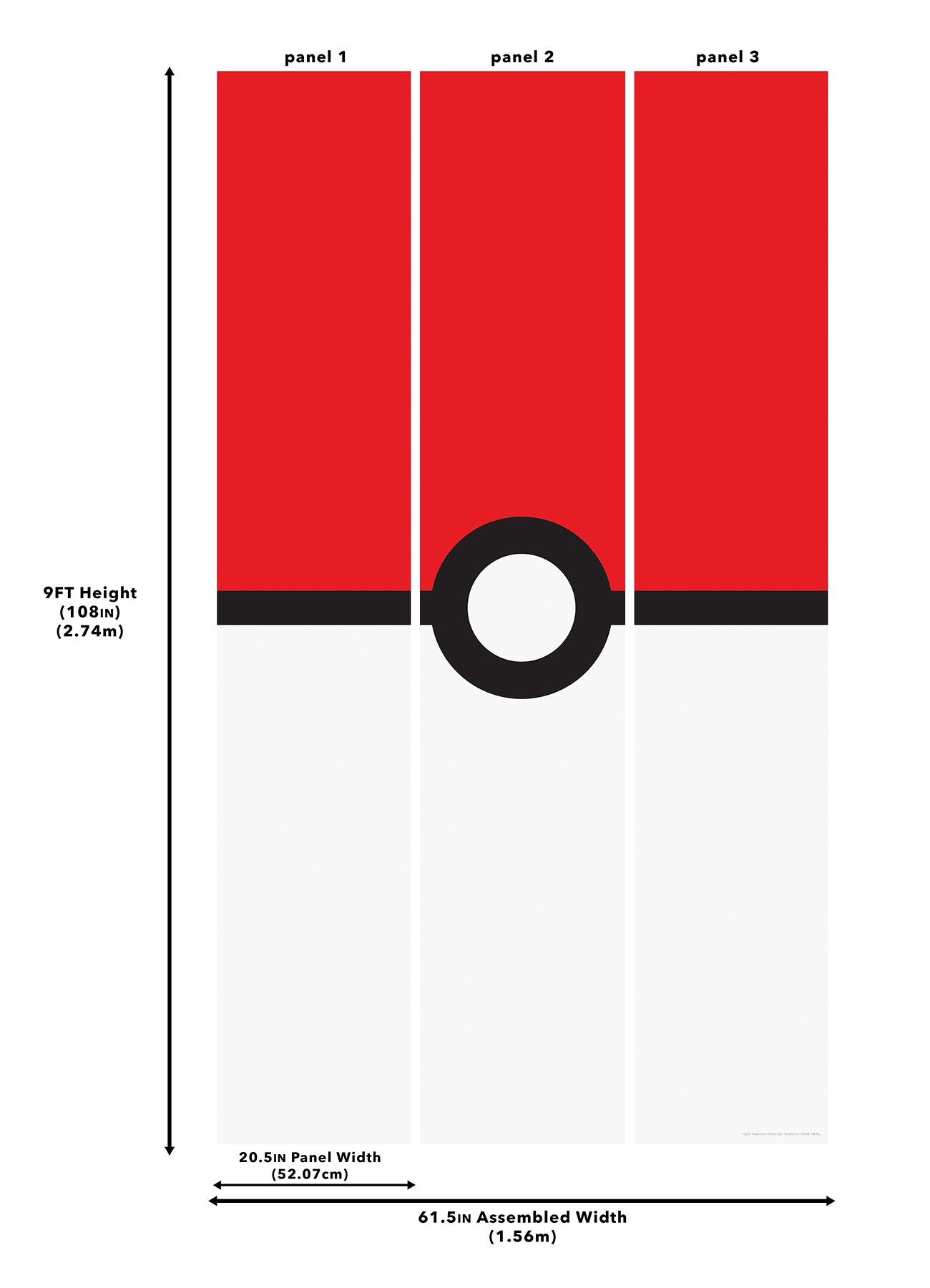 Pokémon Pokeball wall murals - dimensions