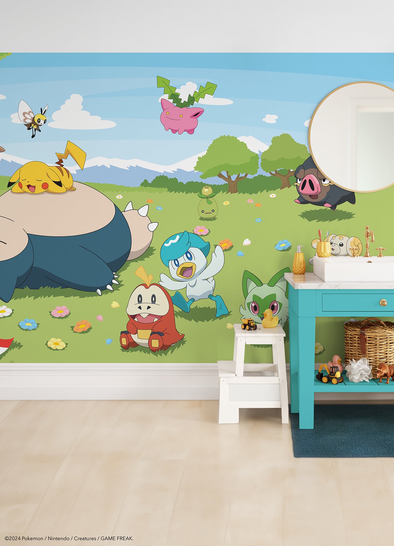 Pokémon Picinic wall murals in a room setting
