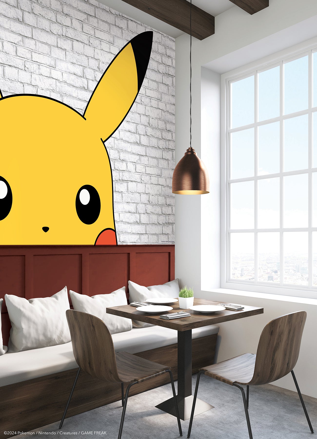 Pokémon Pikachu wall murals in a room setting