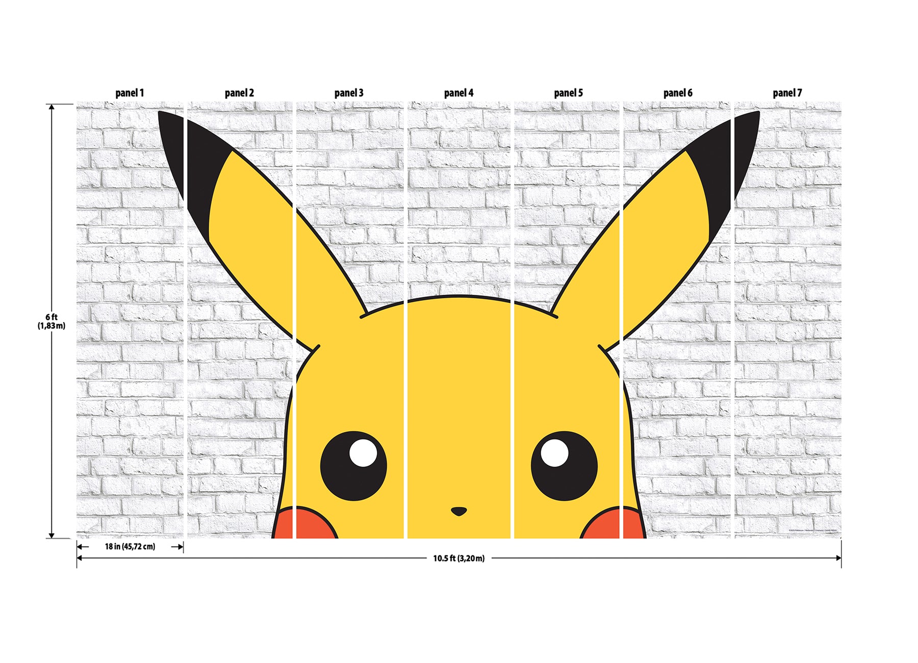 Pokémon Pikachu wall murals - dimensions