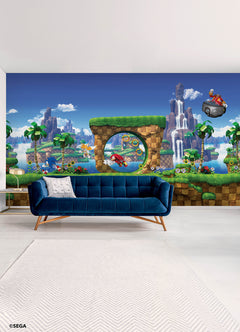 Sonic the Hedgehog Green Hill P&S Wall Murals in a room setting