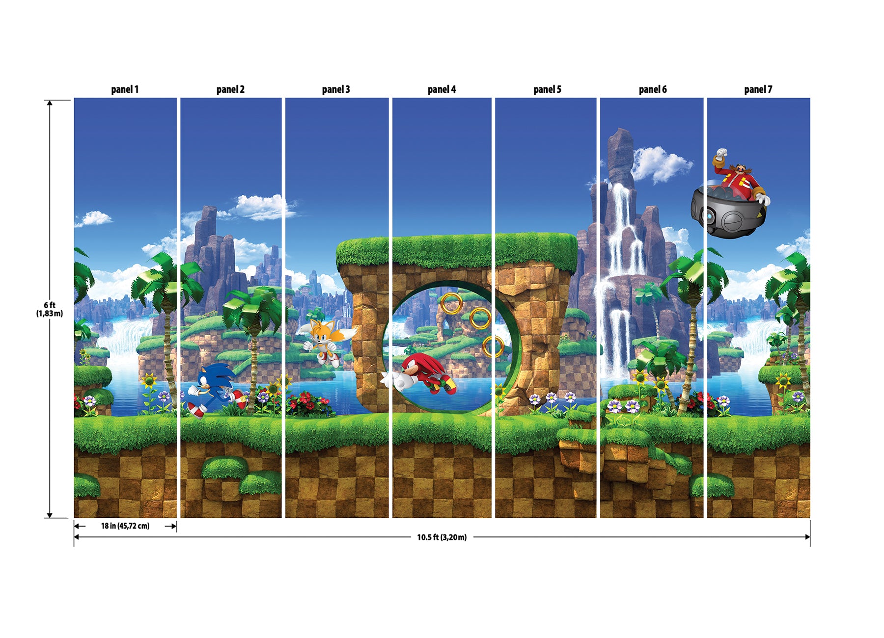 Sonic the Hedgehog Green Hill P&S Wall Murals - dimensions