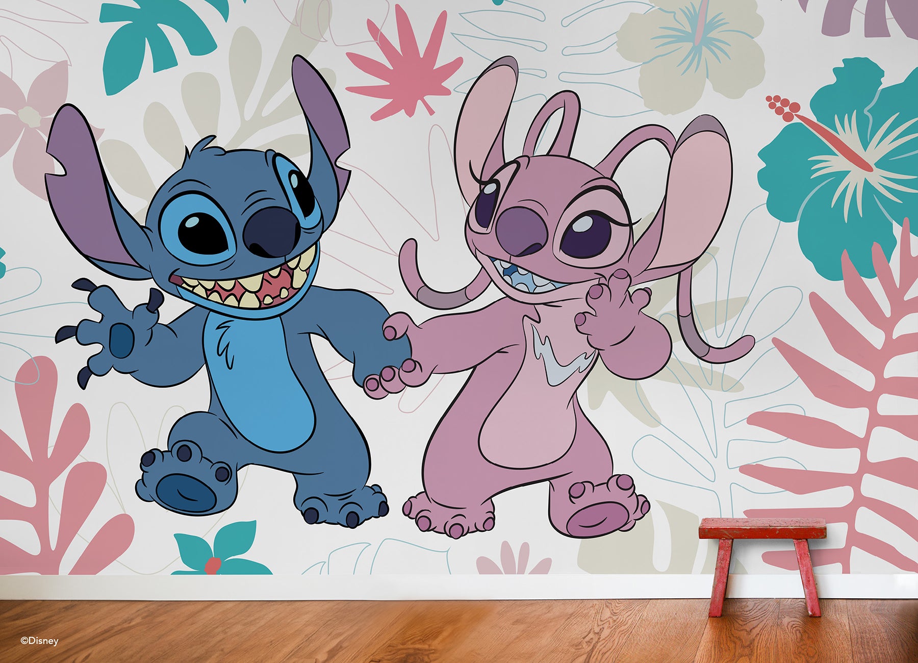 Disney Stitch and Angel P&S Wall Murals in a room setting