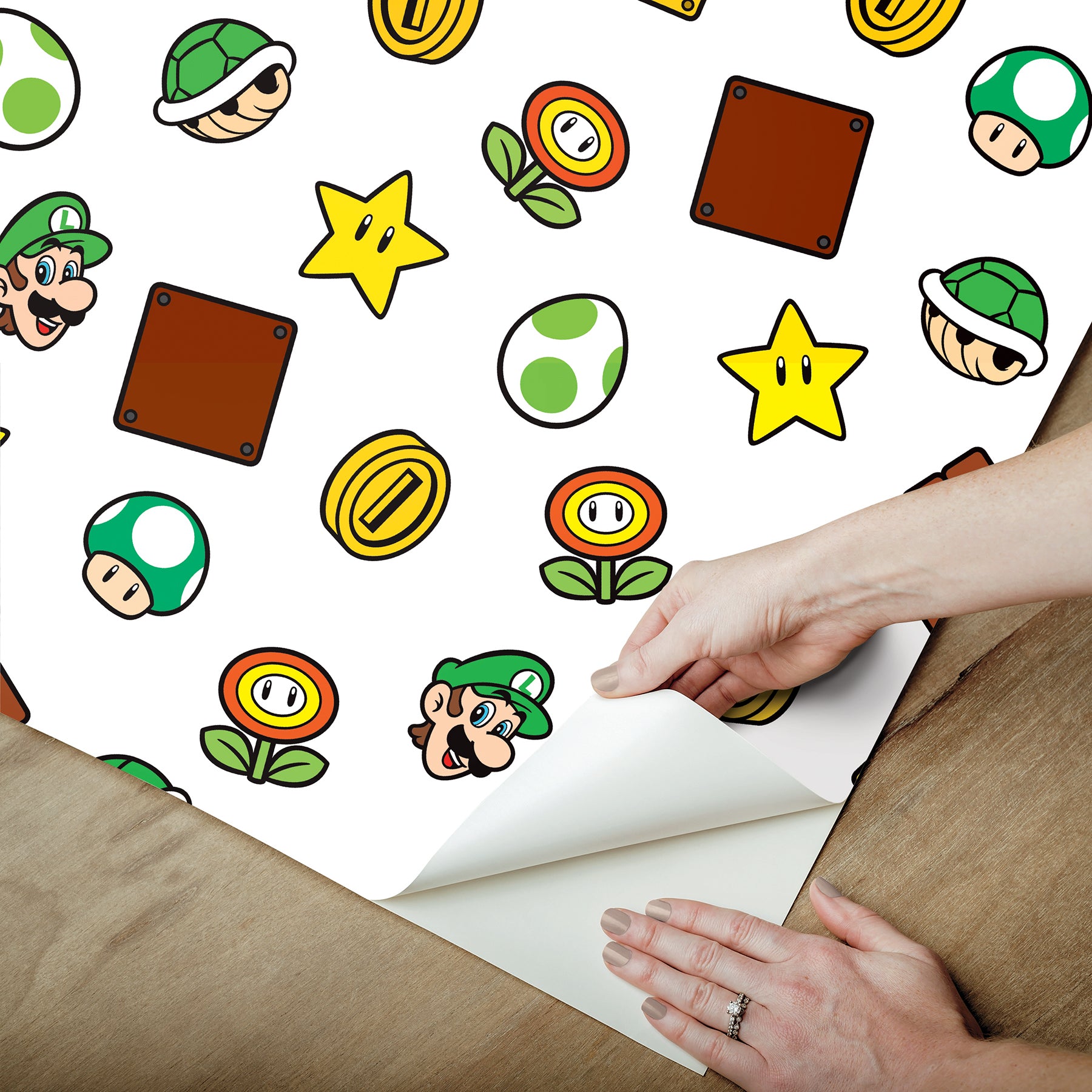 Nintendo Super Mario Power Up Icons P&S Wallpaper peel step