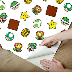 Nintendo Super Mario Power Up Icons P&S Wallpaper peel step
