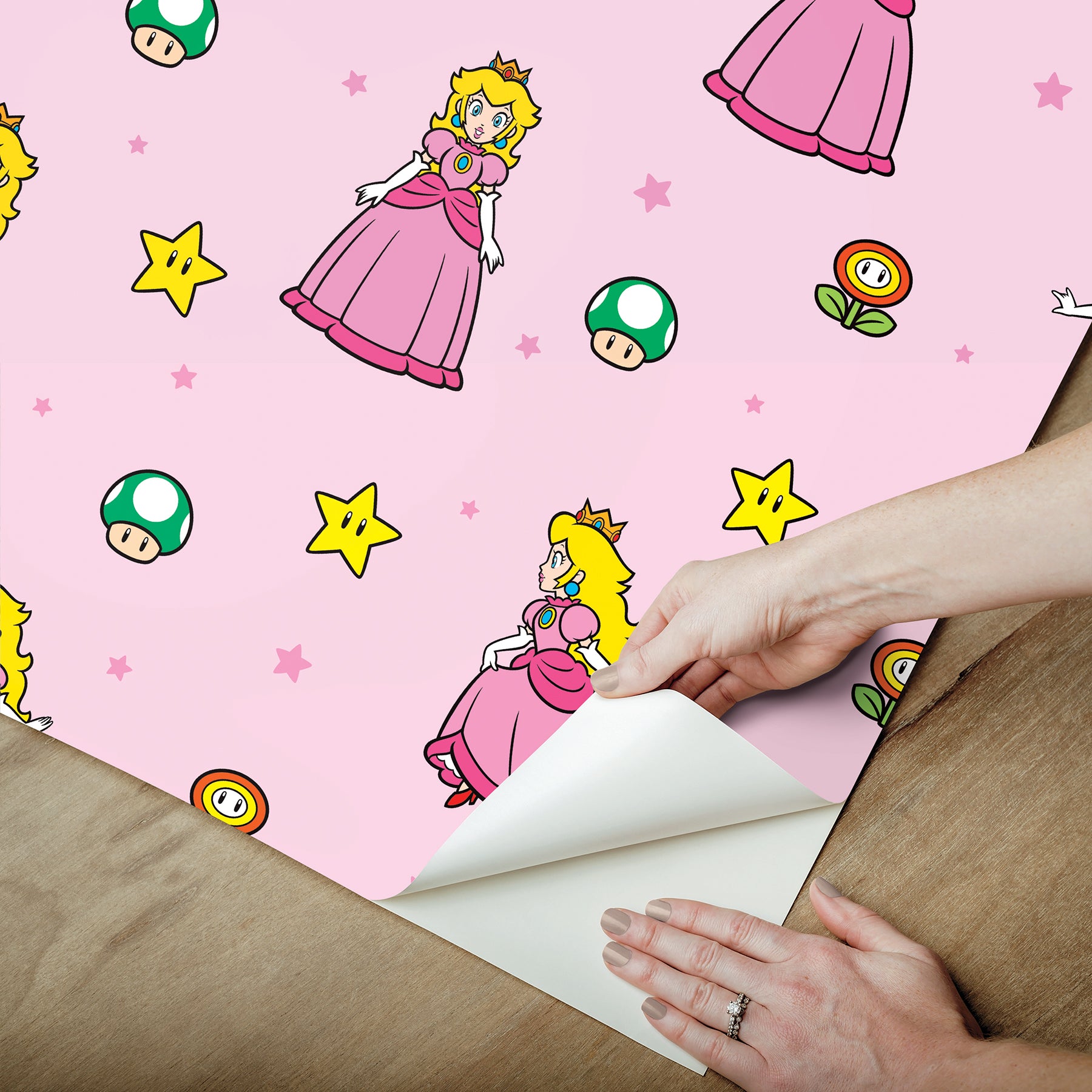 Super Mario Princess Peach P&S Wallpaper peel step