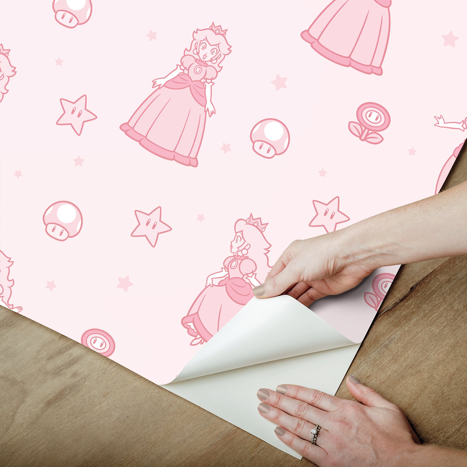 Super Mario Princess Peach P&S Wallpaper peel step