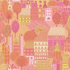 Charming Village Pink & Orange Peel and Stick Wallpaper by WallPops