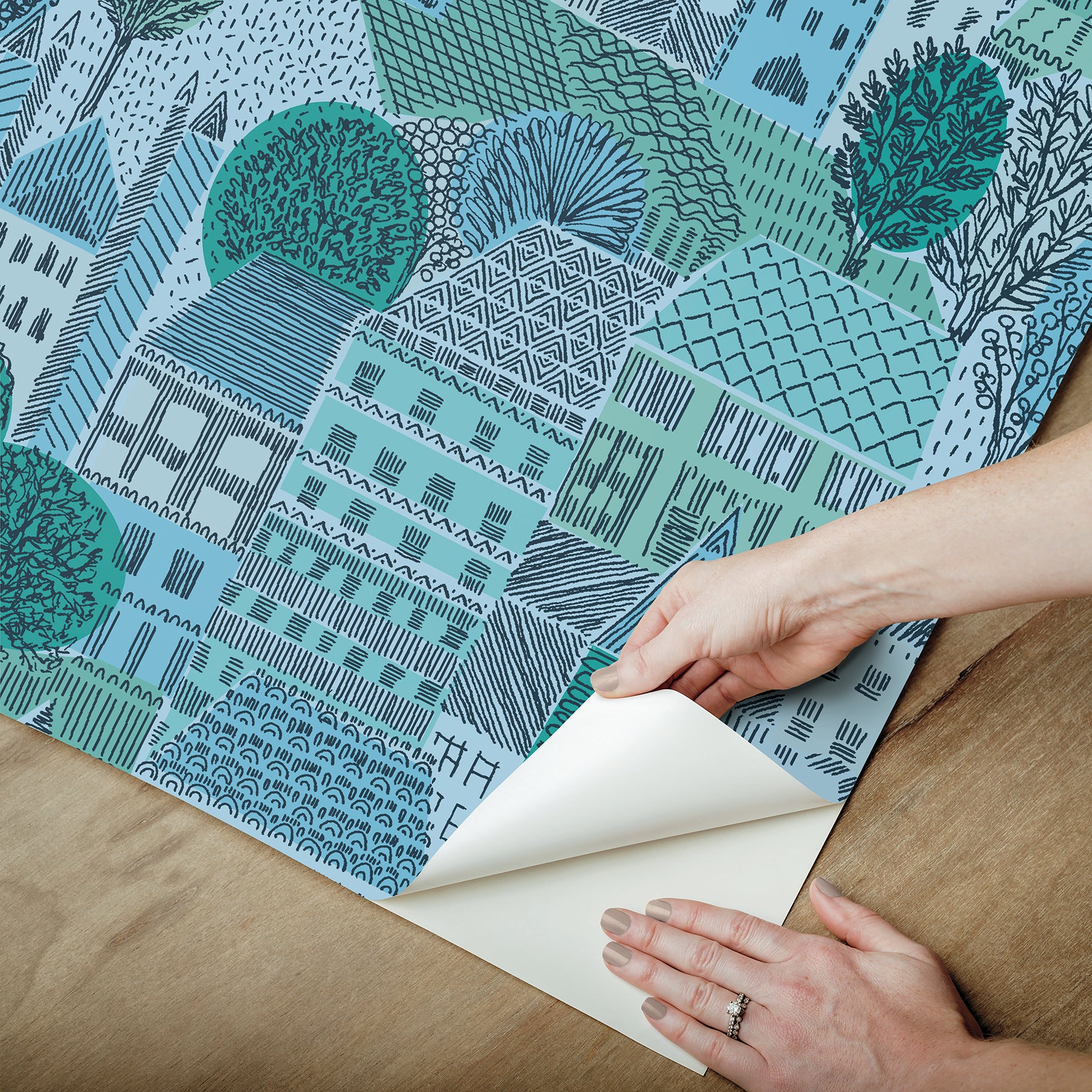 Charming Village Blue Peel and Stick Wallpaper - how to peel