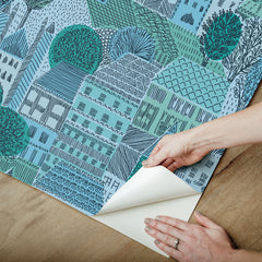 Charming Village Blue Peel and Stick Wallpaper - how to peel