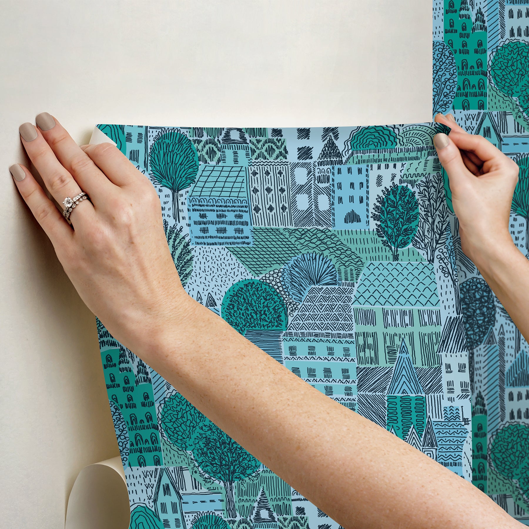 Charming Village Blue Peel and Stick Wallpaper - how to stick