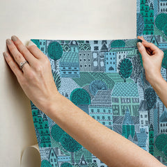 Charming Village Blue Peel and Stick Wallpaper - how to stick