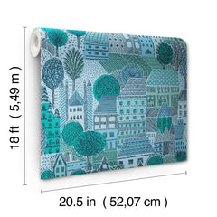 Charming Village Blue Peel and Stick Wallpaper - dimensions