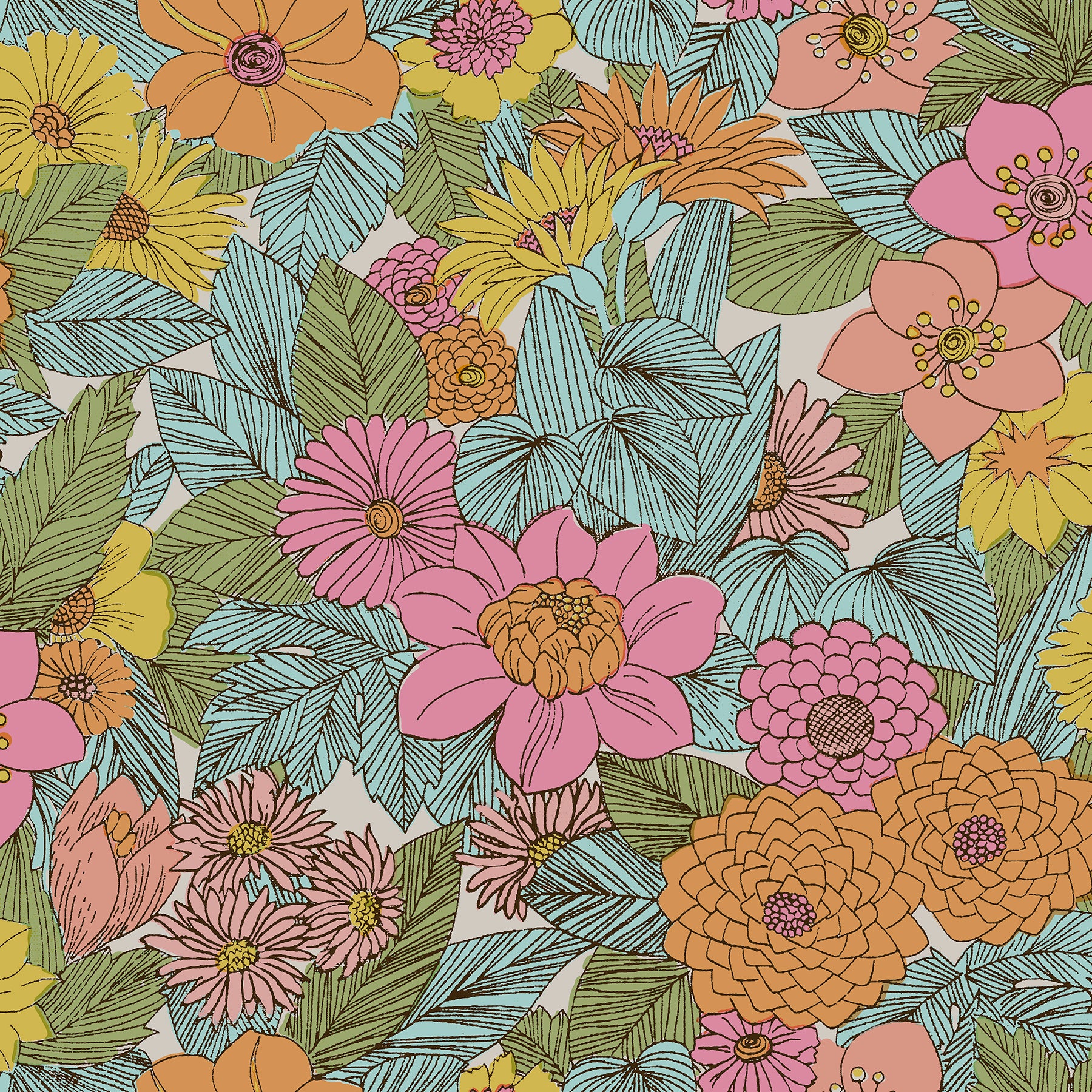 Retro Floral P&S Wallpaper by WallPops