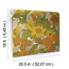 Retro Floral P&S Wallpaper dimensions