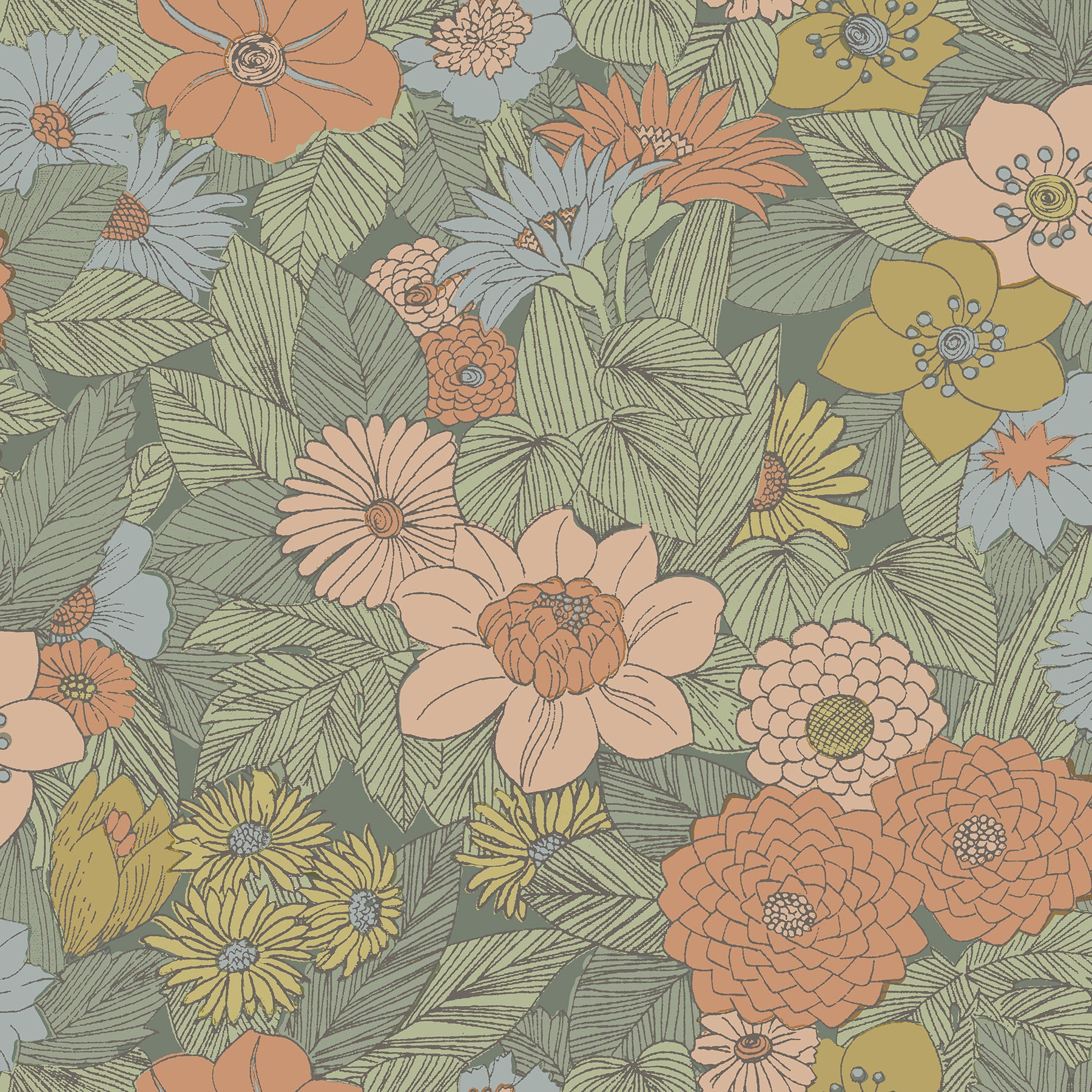 Retro Floral P&S Wallpaper by WallPops