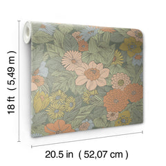 Retro Floral P&S Wallpaper dimensions