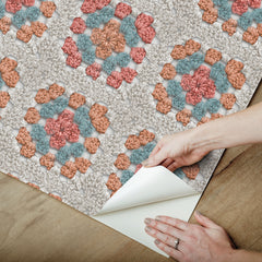 Granny Square Cream & Pink Peel and Stick Wallpaper - how to peel