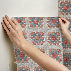 Granny Square Cream & Pink Peel and Stick Wallpaper - how to stick