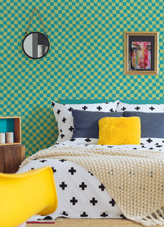 Groovy Checker Peel and Stick Wallpaper in a room setting
