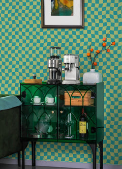 Groovy Checker Peel and Stick Wallpaper in a room setting