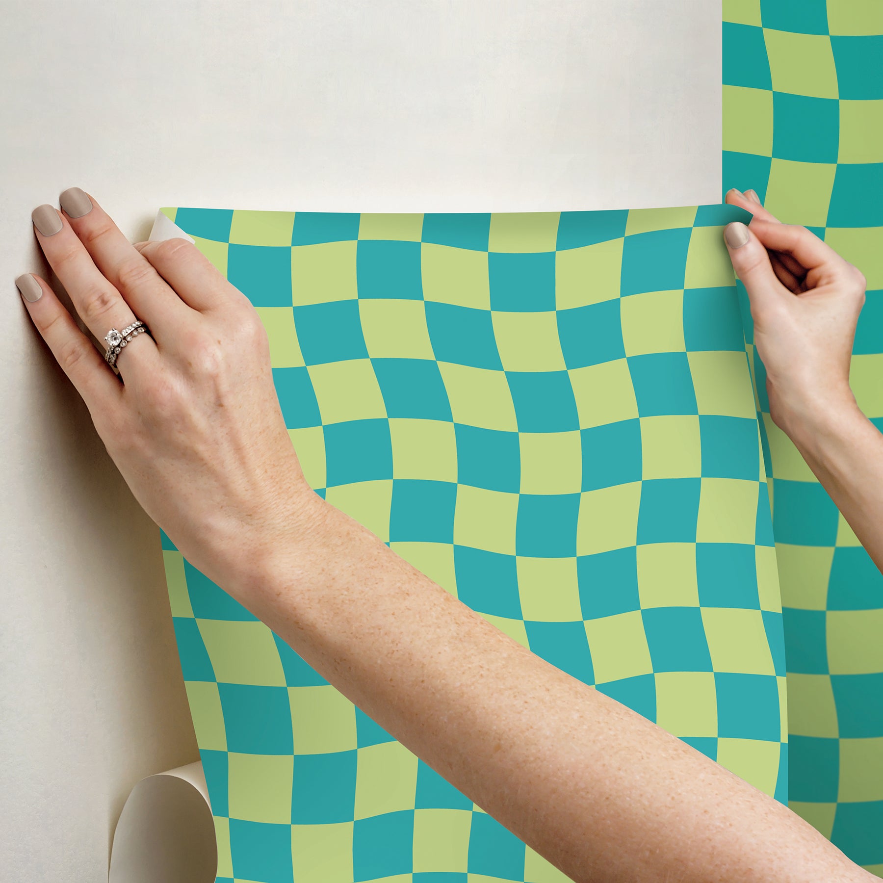 Groovy Checker Peel and Stick Wallpaper - how to stick