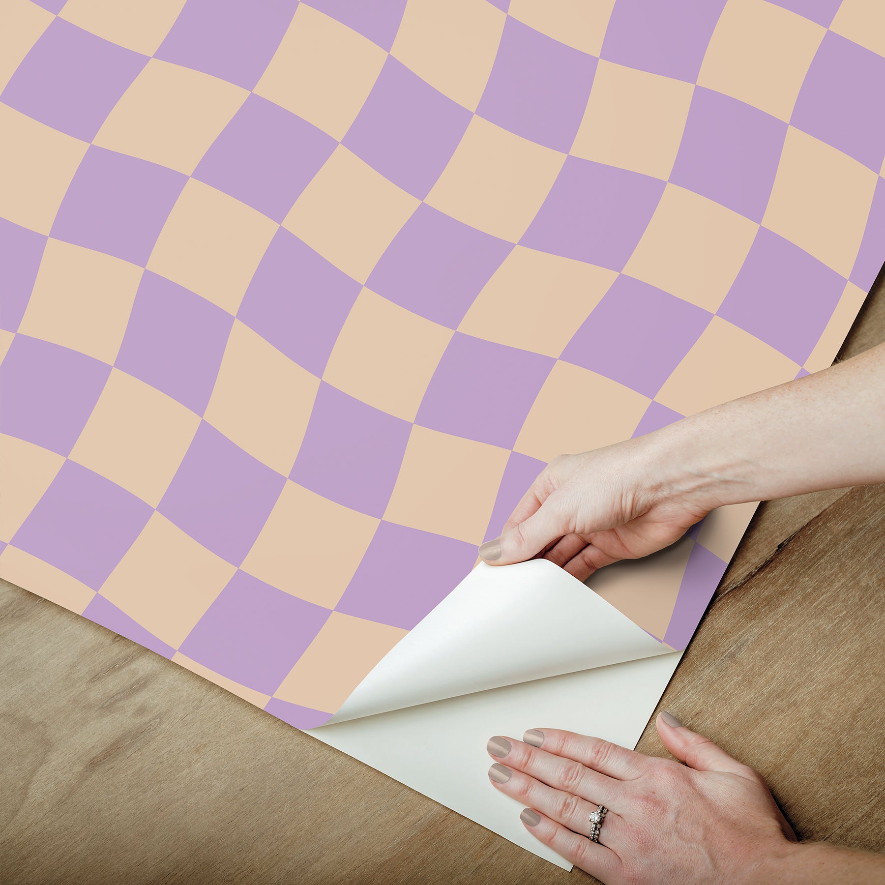 Groovy Checker Peel and Stick Wallpaper - how to peel