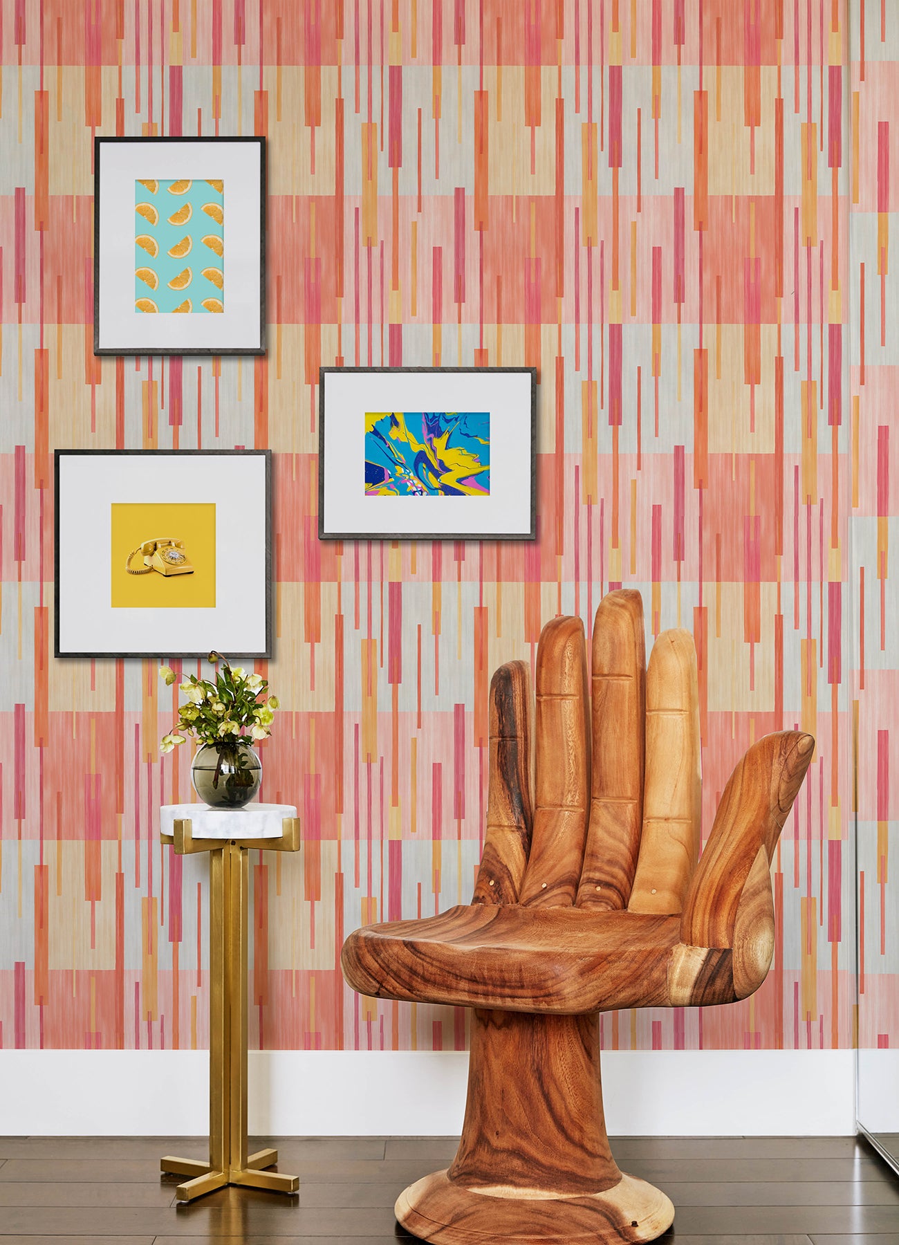 Abstract Grid P&S Wallpaper in a room setting