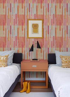 Abstract Grid P&S Wallpaper in a room setting