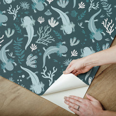 Axolotl Underwater Garden Peel and Stick Wallpaper - how to peel