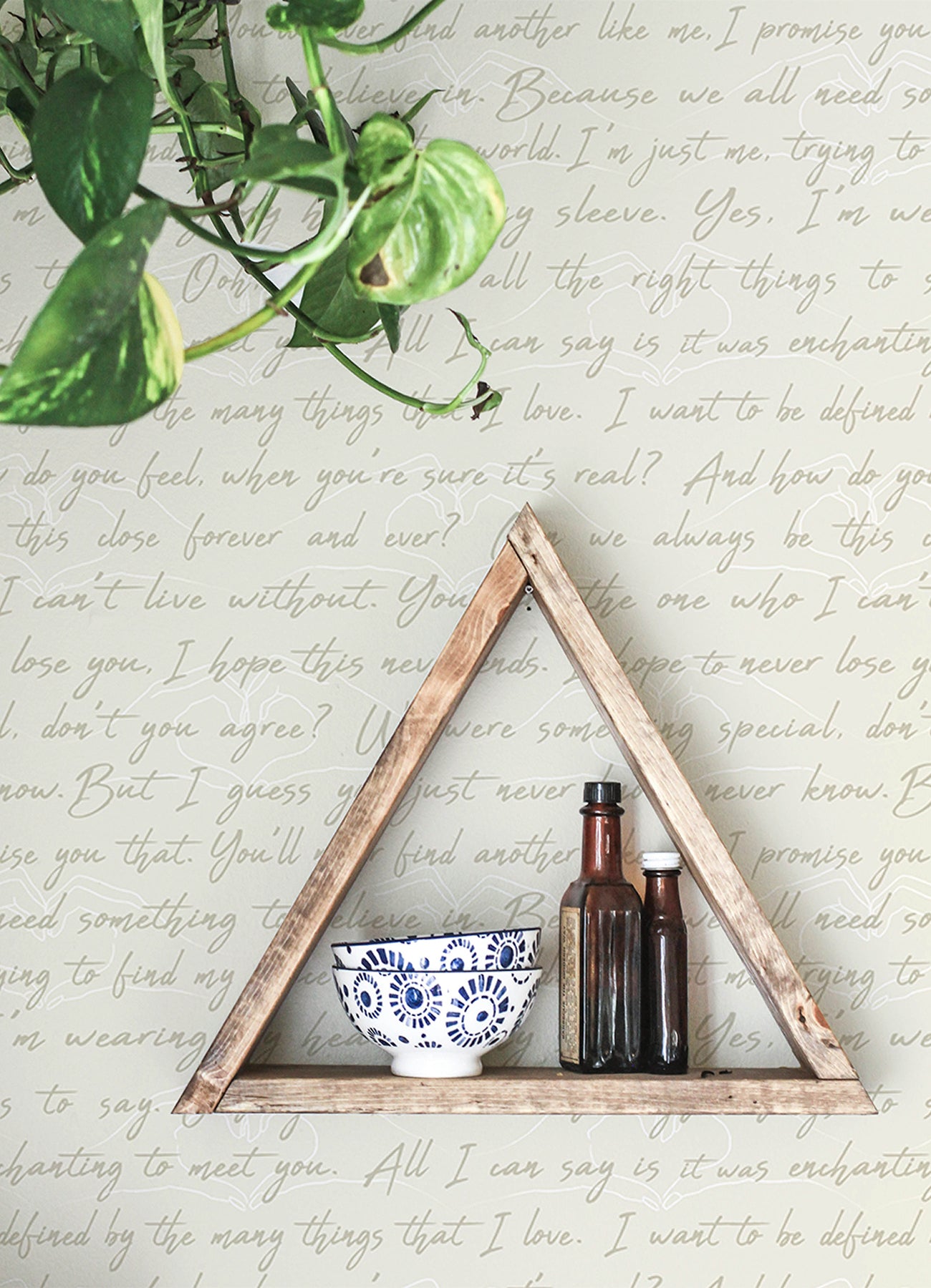 Love Letters Parchment Peel and Stick Wallpaper in a room setting