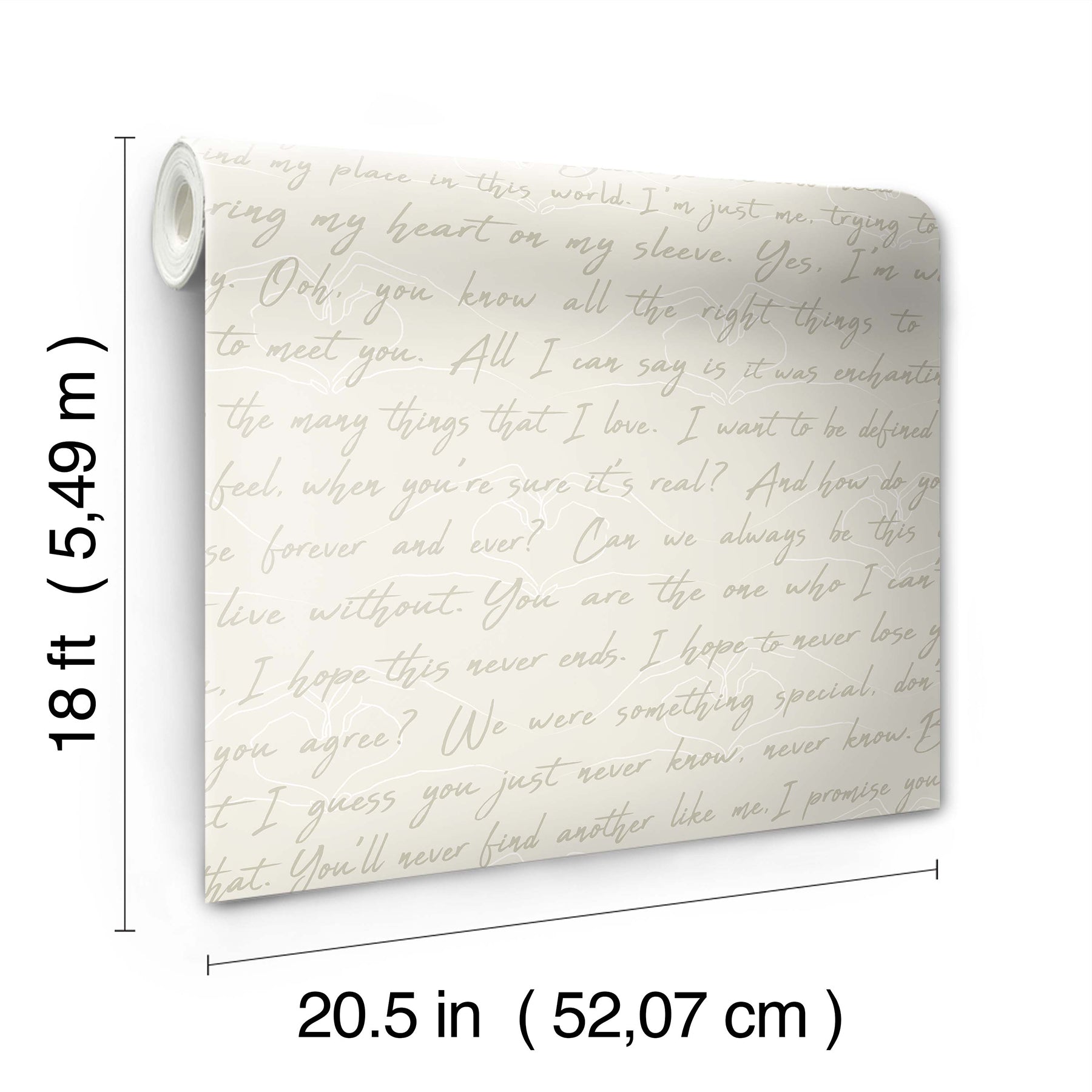 Love Letters Parchment Peel and Stick Wallpaper - dimensions