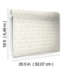Love Letters Parchment Peel and Stick Wallpaper - dimensions