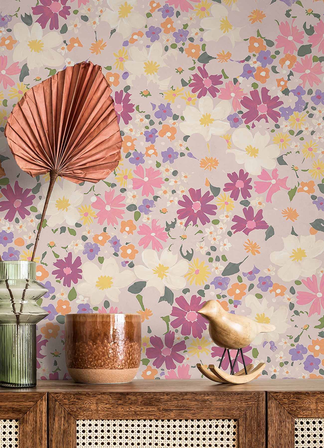 Wildflower Impressions P&S Wallpaper in a room setting