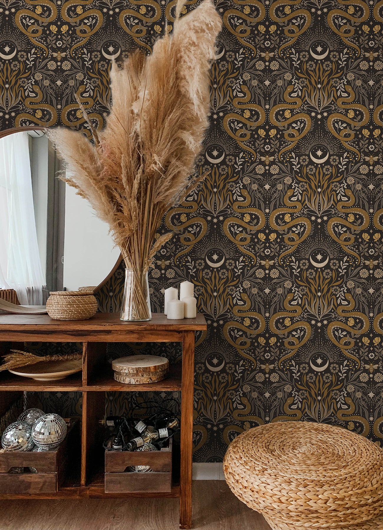 Mystic Serpent P&S Wallpaper in a room setting