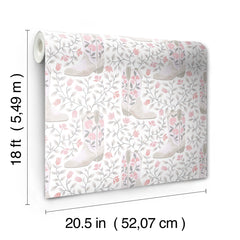 Introducing the Cowgirl Like Me Peel and Stick Wallpaper by WallPops—this seamless wallpaper showcases pale beige cowboy boots accented with delicate floral motifs, all arranged against a light backdrop interwoven with winding leafy vines and dainty blossoms. The soft, muted illustration style lends a subtle vintage charm, making it the ideal choice for anyone seeking adorable cowgirl-inspired décor.