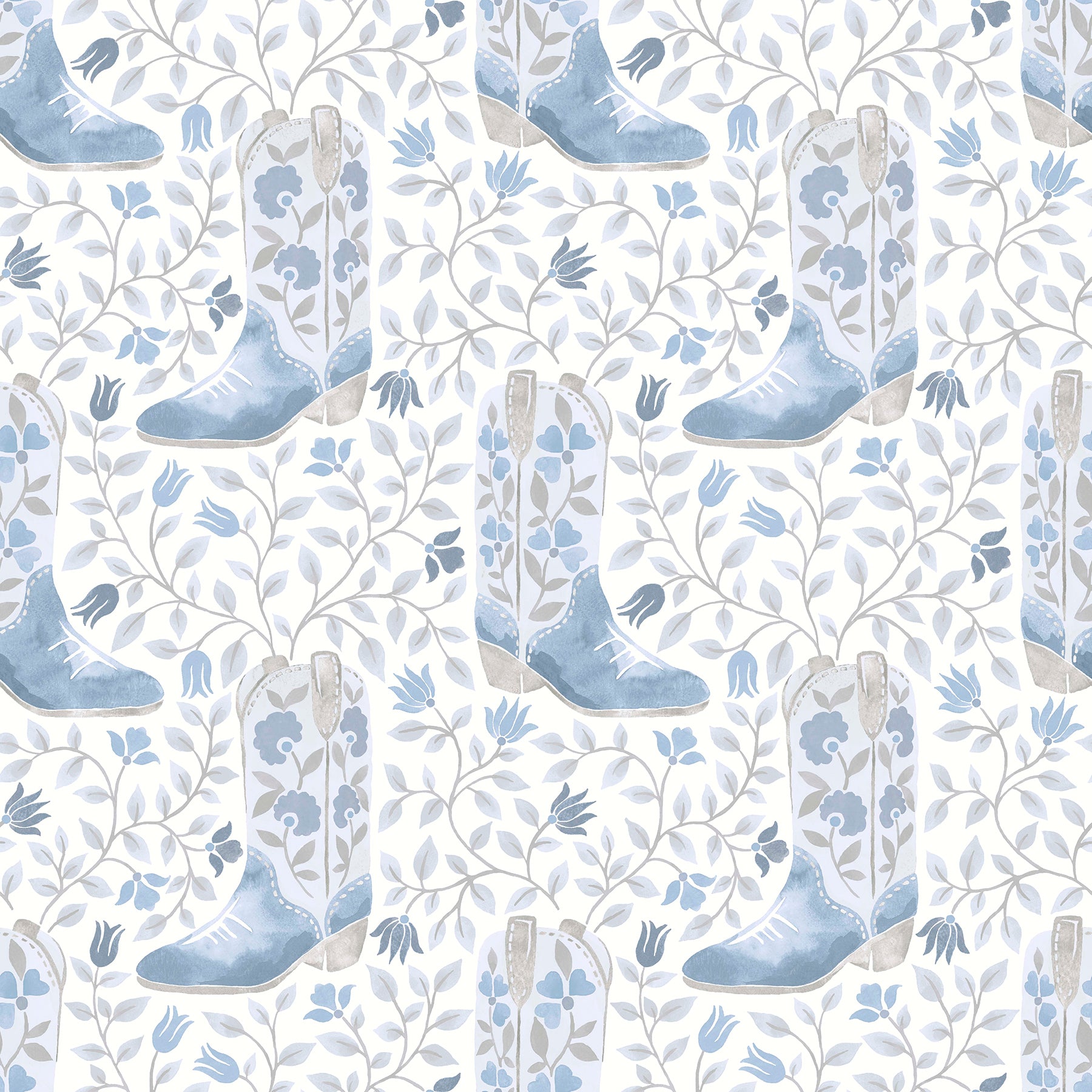 Cowgirl Like Me Blue Peel and Stick Wallpaper by WallPops