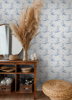Cowgirl Like Me Blue Peel and Stick Wallpaper in a room setting