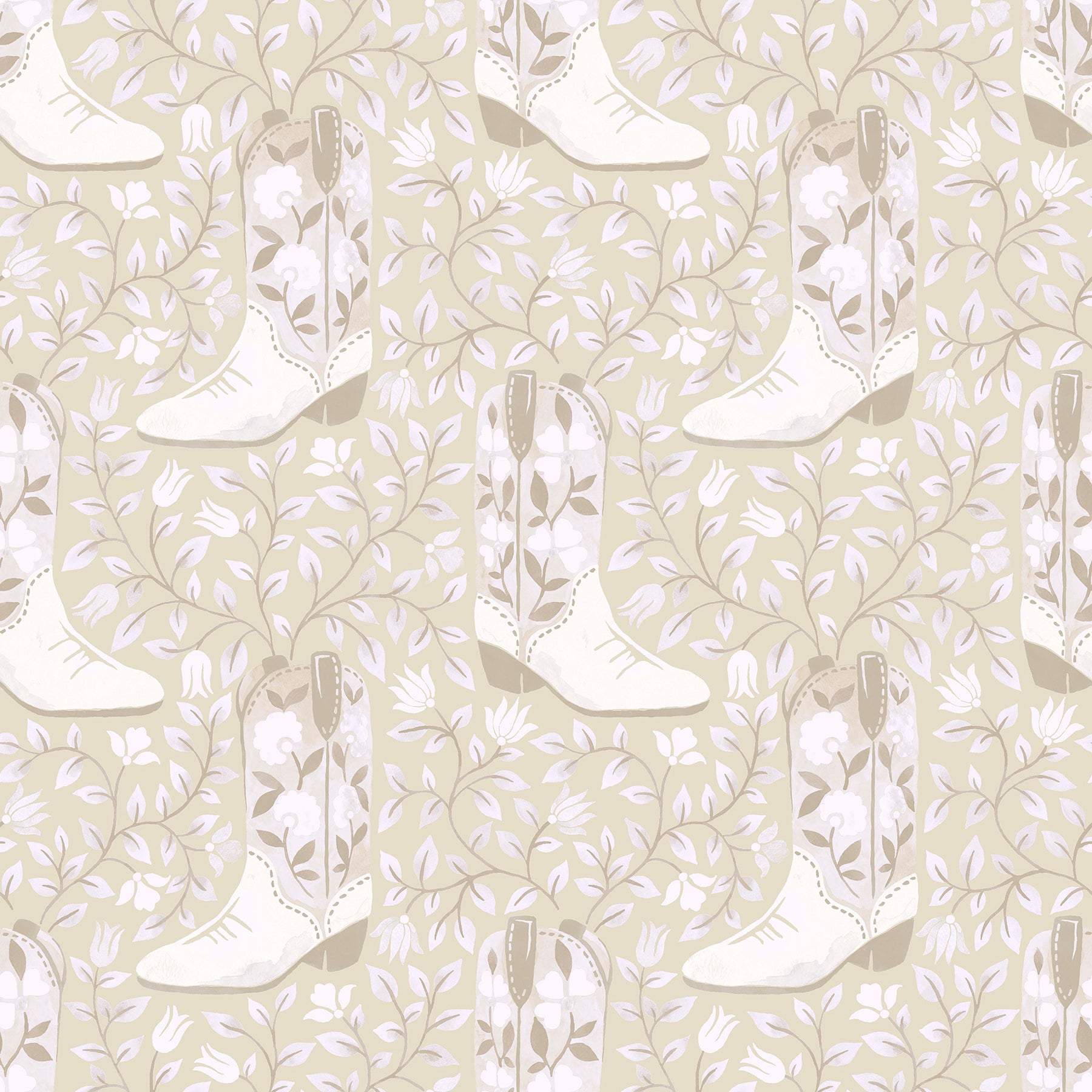 Cowgirl Like Me Beige Peel and Stick Wallpaper by WallPops