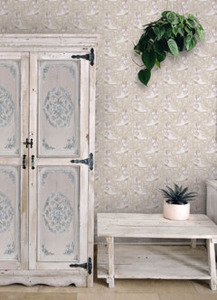 Cowgirl Like Me Beige Peel and Stick Wallpaper in a room setting